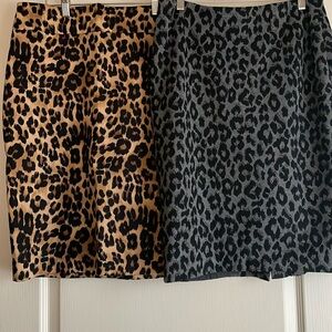 2 animal print skirts. One of each color